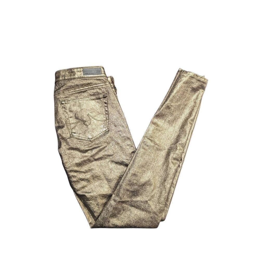 AG Adriano Goldshmeid Skinny Jean in Metallic Gold  Women’s 26R